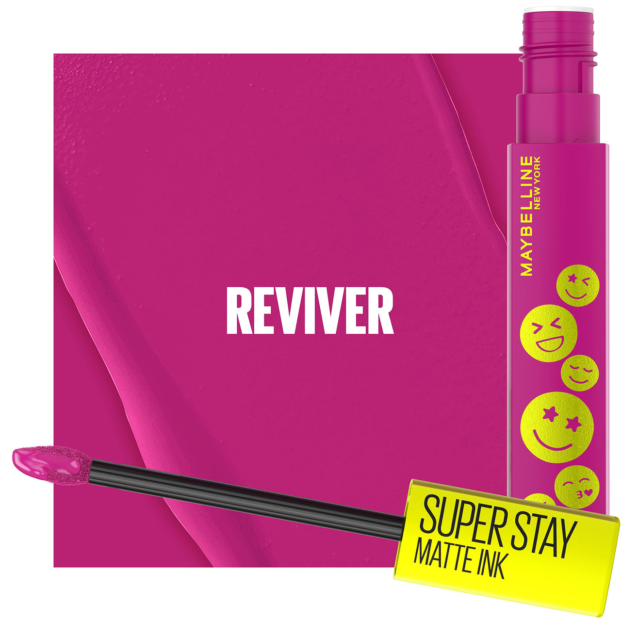 Maybelline Super Stay Matte Ink Liquid Lip Color, Moodmakers Lipstick Collection, Long Lasting, Transfer Proof Lip Makeup, Reviver, Plum, 1 Count