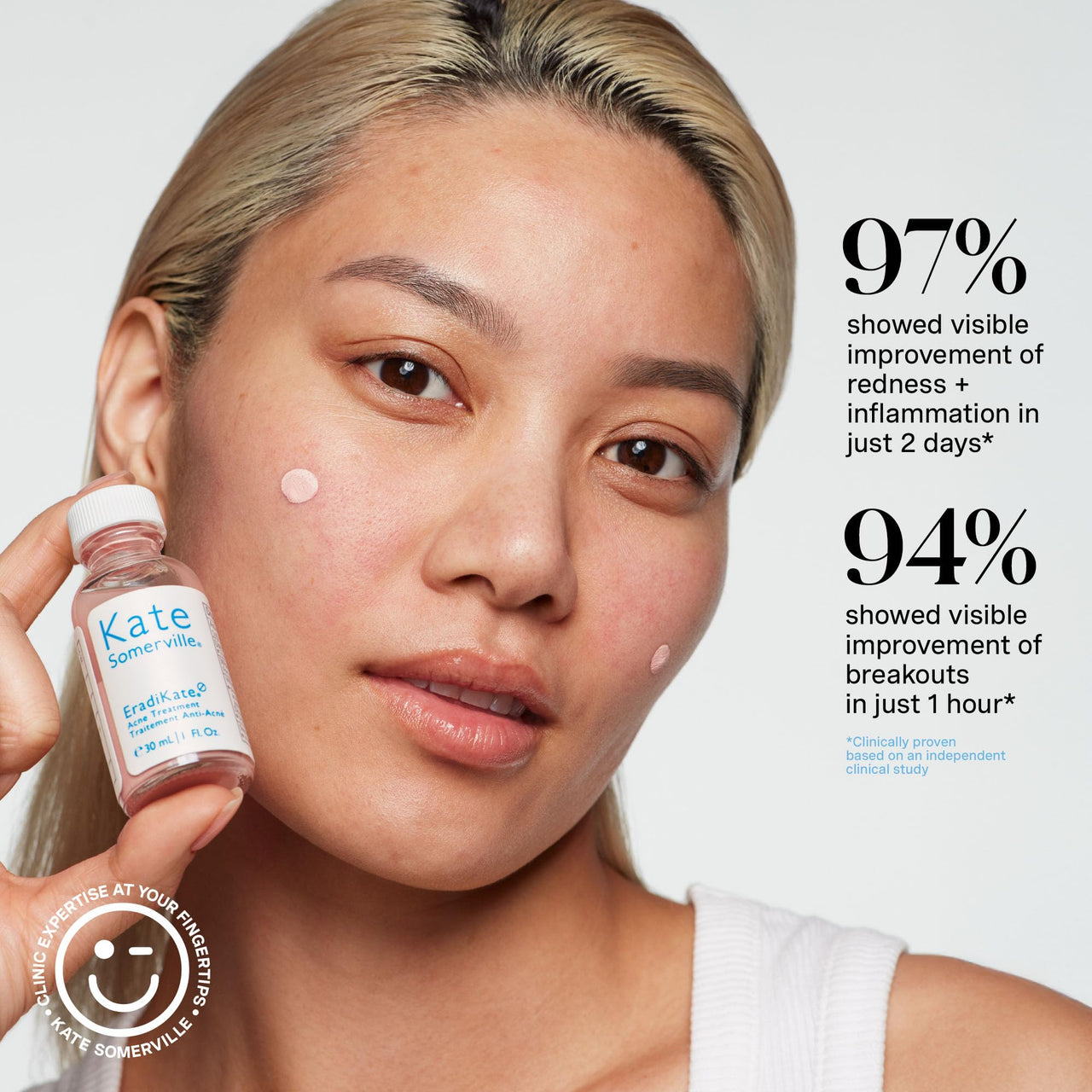 Kate Somerville EradiKate Acne Treatment - Clinically Formulated 10% Sulfur and BHA Spot Treatment – Clears Pimples, Cleans Pores and Prevents Breakouts, 1 Fl Oz