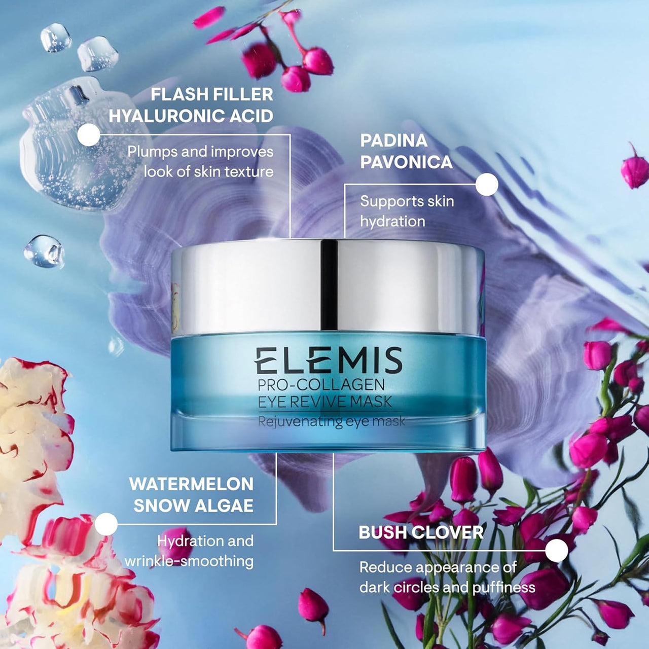 ELEMIS Pro-Collagen Eye Revive Mask 15ml, Hydrating Eye Mask for Brightening, Plumping & Reducing Wrinkles, Overnight Mask for Plump and Hydrated Skin