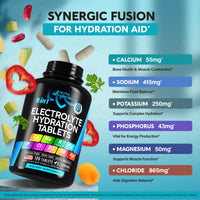 Thumbnail for Electrolytes - Electrolyte Tablets with Magnesium, Sodium, Potassium, Chloride, Vitamins D3 & B6, Kelp Powder - Salt Pills - Made in USA - Oral Tablets as Capsules - Vegan & Keto Friendly - 120 Tabs