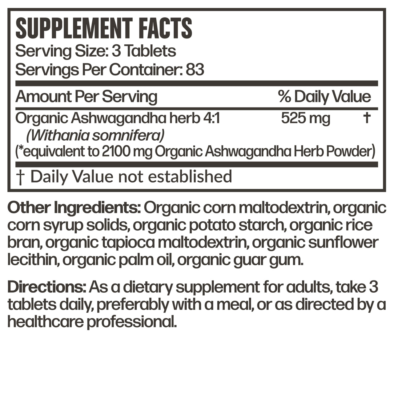 Futurebiotics Certified Organic Ashwagandha Stress Mood & Energy Support Adaptogenic Herb, Non-GMO, 250 Organic Tablets