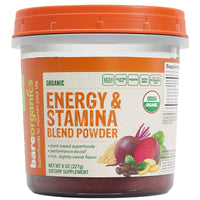 Thumbnail for BareOrganics Energy & Stamina Blend Powder, Organic Superfood, Vegan Dietary Supplement, 8 Ounces