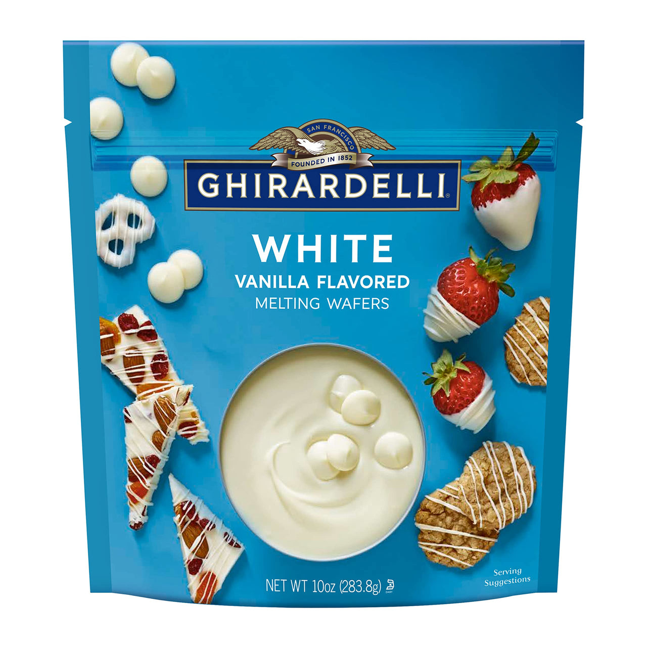 GHIRARDELLI White Vanilla Flavored Melting Wafers, 10 oz Bag (6 Pack)