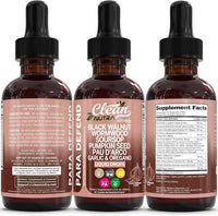 Thumbnail for para Defend Wormwood Black Walnut Cleanse for Humans Drops Liquid Soursop Garlic Pumpkin Seed PAU D'Arco Oil of Oregano Turmeric Berberine Neem Extract Hull Bark Tincture by Clean Nutra