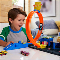 Thumbnail for Hot Wheels Toy Car Track Set, Super Police Station Playset with 1:64 Scale Die-Cast Vehicle, Adjustable Loop for Multiple Ways to Race & Stunt