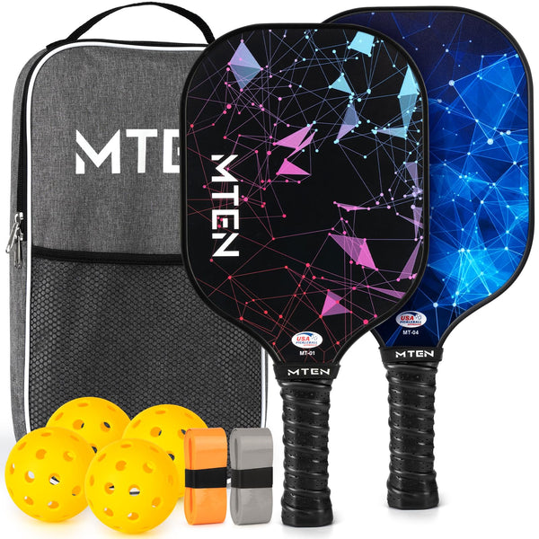 Pickleball Paddles, USAPA Approved Pickleball Paddles Set of 2, Fiberglass Surface Pickleball Set, 2Pickleball Rackets, 4 Pickleball Balls, 2Grip Tapes & Carry Bag for Men Women