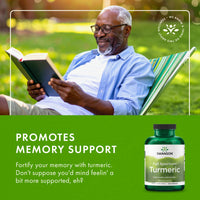 Thumbnail for Swanson Turmeric Antioxidant, Joint Health, Cardiovascular, Liver Detox, Mood and Memory Support Supplement Curcuma Longa (Rhizome) 720 mg, 240 Capsules, 120 Servings, 1.44 Grams per Serving