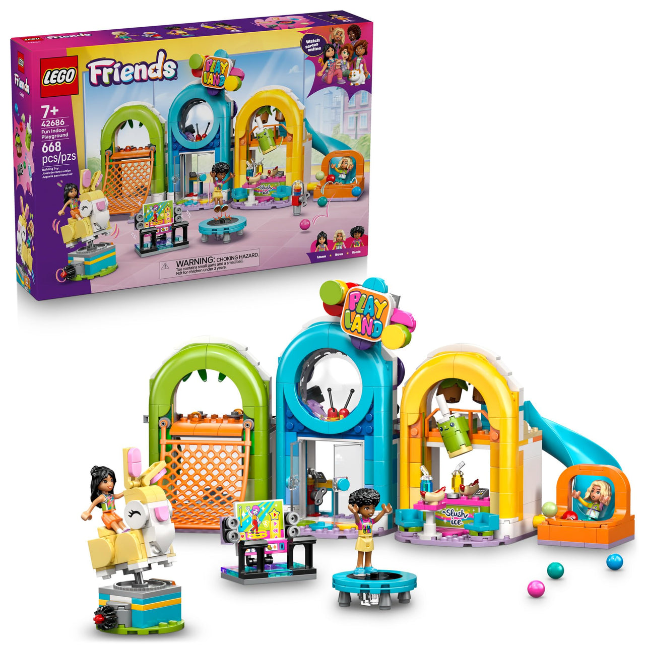 LEGO Friends Fun Indoor Playground Building Toy for Girls & Boys - Pretend Play Set for Kids, Ages 7+ - W/Sonia, Liann & Nova Minidolls & Accessories - Gift Idea for Birthdays - 42686