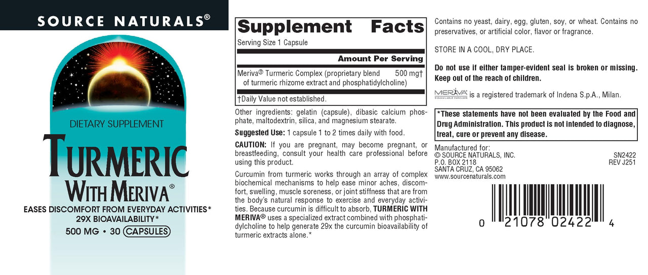 Source Naturals Turmeric with Meriva - 500mg, 30 Capsules