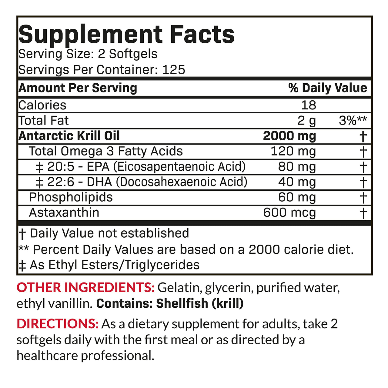 Futurebiotics Antarctic Krill Oil 2000mg with Astaxanthin, Omega-3s EPA, DHA and Phospholipids - 100% Pure Premium Krill Oil Heavy Metal Tested, Non GMO – 250 Softgels