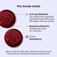 Thumbnail for OLLY Kids Sleep Gummies, 0.5mg Melatonin, L Theanine, Chamomile, and Lemon Balm, Raspberry - 70 Count
