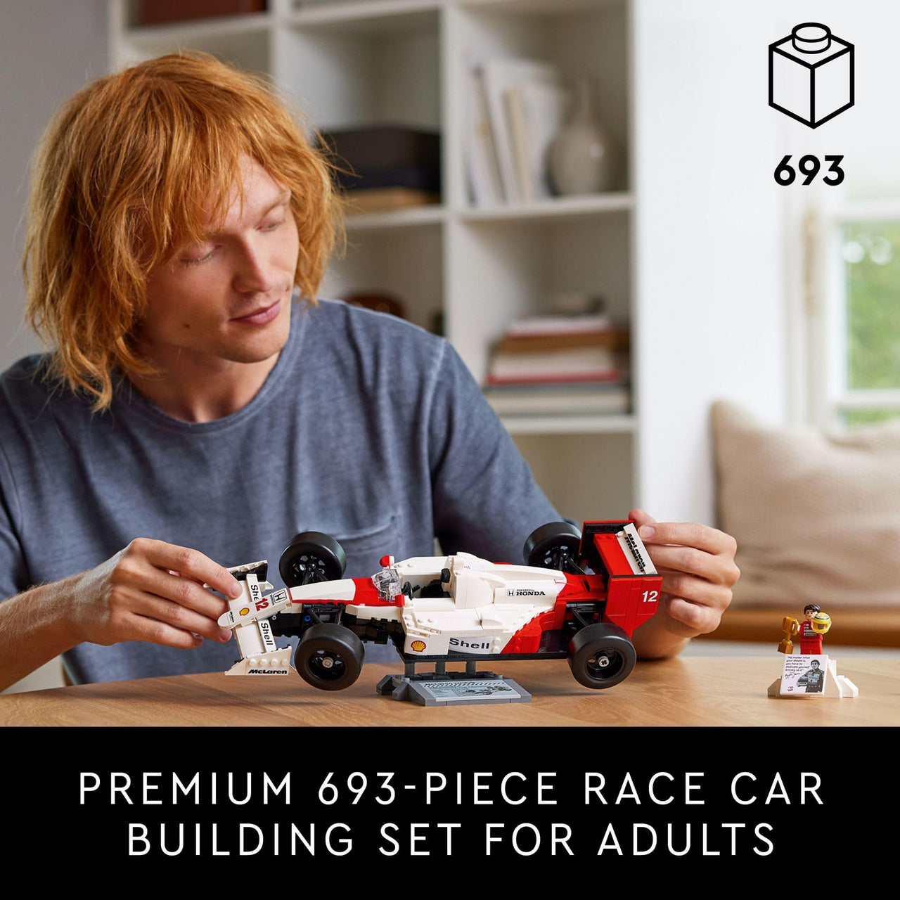 LEGO Icons McLaren MP4/4 & Ayrton Senna Minifigure Model Car Kit - Buildable F1 McLaren Set for Adults, Ages 18+ - Gift for Birthdays - 10330