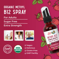 Thumbnail for MaryRuth Organics Vitamin B12 Liquid Spray | Vegan, Non-GMO, Gluten-Free | USDA Organic Supplement | Energy & Nervous System Support | B12 Vitamins for Women & Men | 720 mcg | 1 Fl Oz