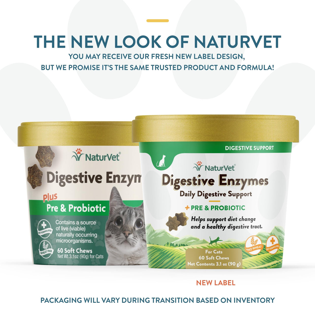 NaturVet – Digestive Enzymes for Cats Plus Probiotics – 60 Soft Chews – Helps Support Diet Change & A Healthy Digestive Tract – Aids in The Absorption of Vitamins & Minerals – 30 Day Supply