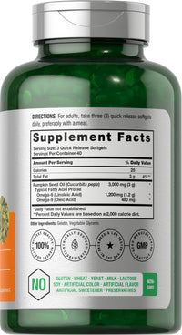 Thumbnail for Horbäach Pumpkin Seed Oil | 3000mg | 120 Softgel Capsules | Cold Pressed Dietary Supplement | Non-GMO and Gluten Free Formula