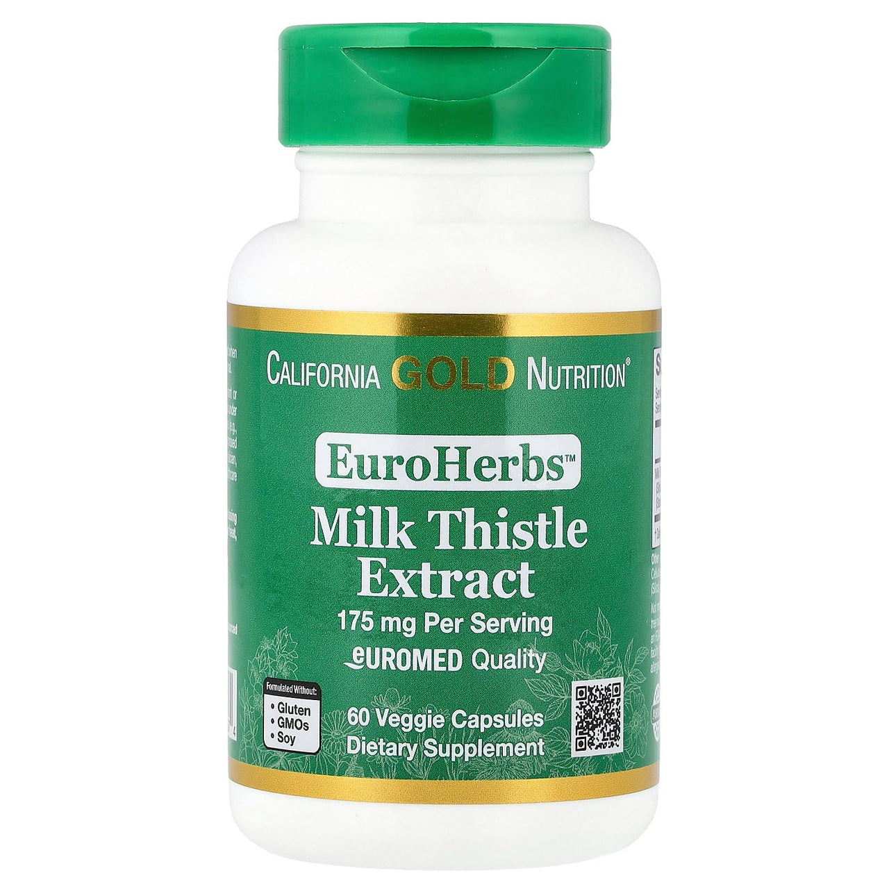 California Gold Nutrition, Milk Thistle Extract, 80% Total Silymarin Flavonoids, EuroHerbs, Clinical Strength, Supports Liver Health, 60 Veggie Capsules, Milk-Free, Gluten-Free, Soy-Free, CGN
