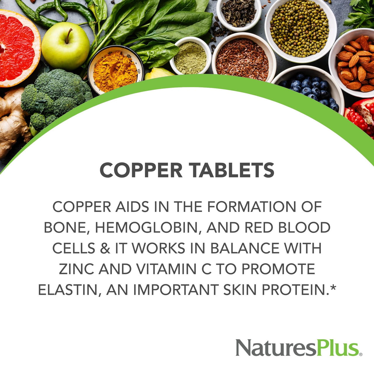 NaturesPlus Copper 3 mg - 90 Tablets - Supports Overall Wellness - Gluten Free - 90 Servings