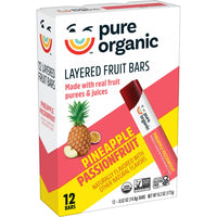 Thumbnail for Pure Organic Layered Fruit Bars, Gluten Free, Vegan Fruit Snacks, Pineapple Passionfruit (2 Boxes, 24 Bars)