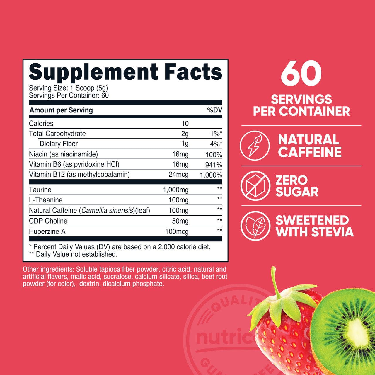 Nutricost Energy Complex (Strawberry Kiwi) (60 Servings) - Clean Energy Powder, 300g Dietary Supplement