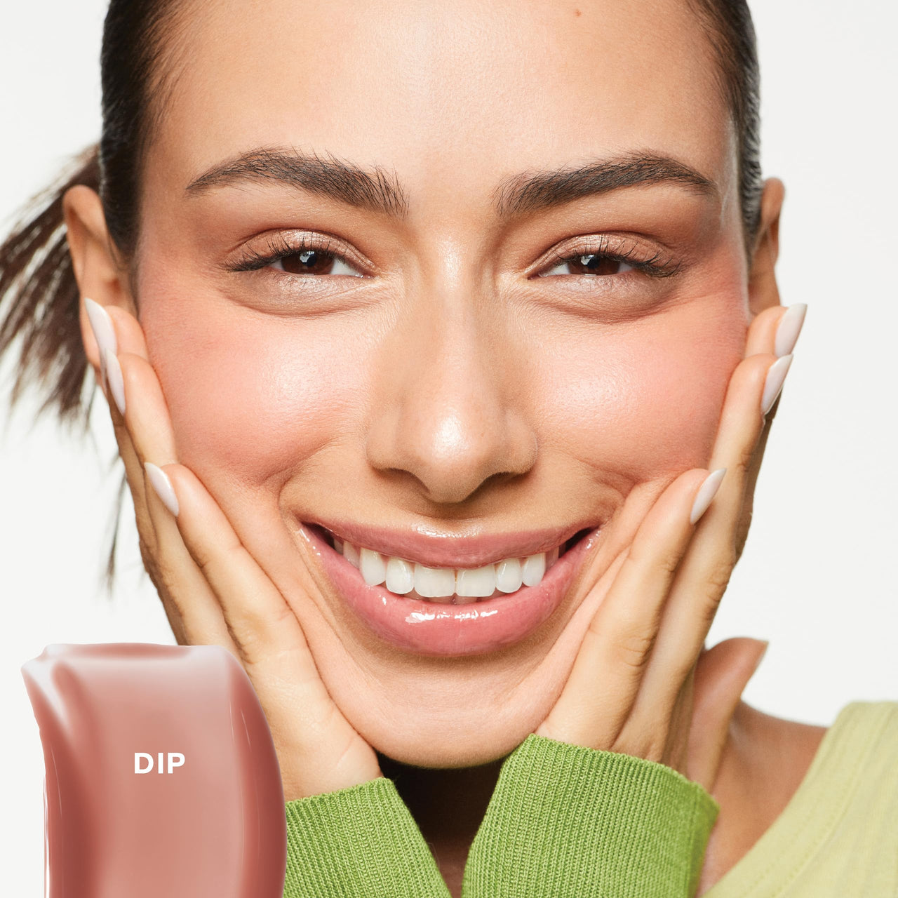 Saie Glossybounce High-Shine Hydrating Lip Gloss Oil - Sheer Tinted Lip Oil with Hyaluronic Acid + Jojoba Oil for Long-Lasting Moisture - Dip (.17 oz)