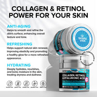 Thumbnail for SimplyVital Collagen, Retinol & Hyaluronic Acid Cream - Anti-Aging Face Moisturizer for Face, Firming Skin Care Neck & Décolleté - Made in USA, Daily Moisturizer Face Cream Day & Night - 1.7 fl.oz.