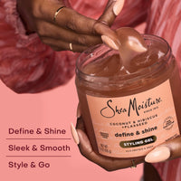 Thumbnail for SheaMoisture Define & Shine Styling Gel + Flaxseed Coconut&Hibiscus Hydrates,Holds Your Style All Day Infused With Glycerin,Coconut Oil an Invigorating Sweet Scent ParabenFree Frizz Control Gel 15OZ