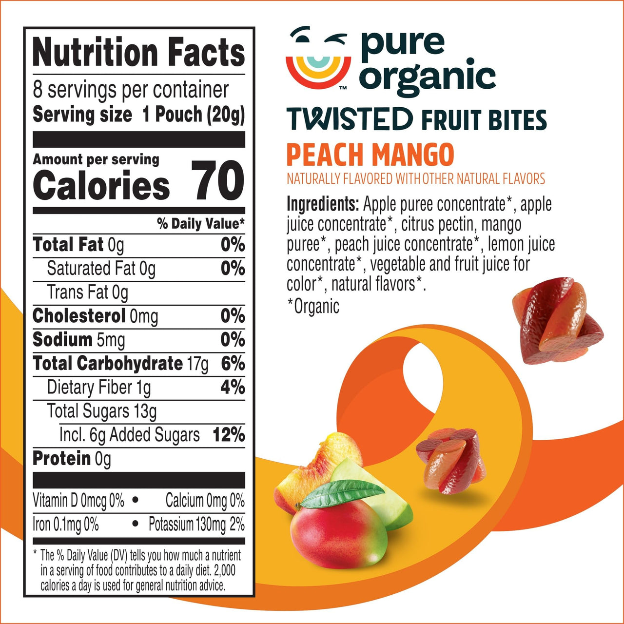 Pure Organic Twisted Fruit Bites, Kids Snacks, Fruit Snacks, Variety Pack (16 Pouches)