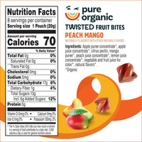 Thumbnail for Pure Organic Twisted Fruit Bites, Kids Snacks, Fruit Snacks, Peach Mango (16 Pouches)