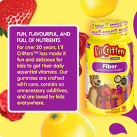 Thumbnail for L’il Critters Fiber Daily Gummy Supplement for Kids, for Digestive Support, Berry and Lemon Flavors, 90 Gummies