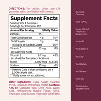 Thumbnail for Nature's Bounty Optimal Solutions Hair, Skin and Nails Pectin Gummies, 2500 mcg Biotin Per Serving, No Stick Gummy, Vegetarian Formula, Strawberry Flavor, 200 count, 100 Total Servings