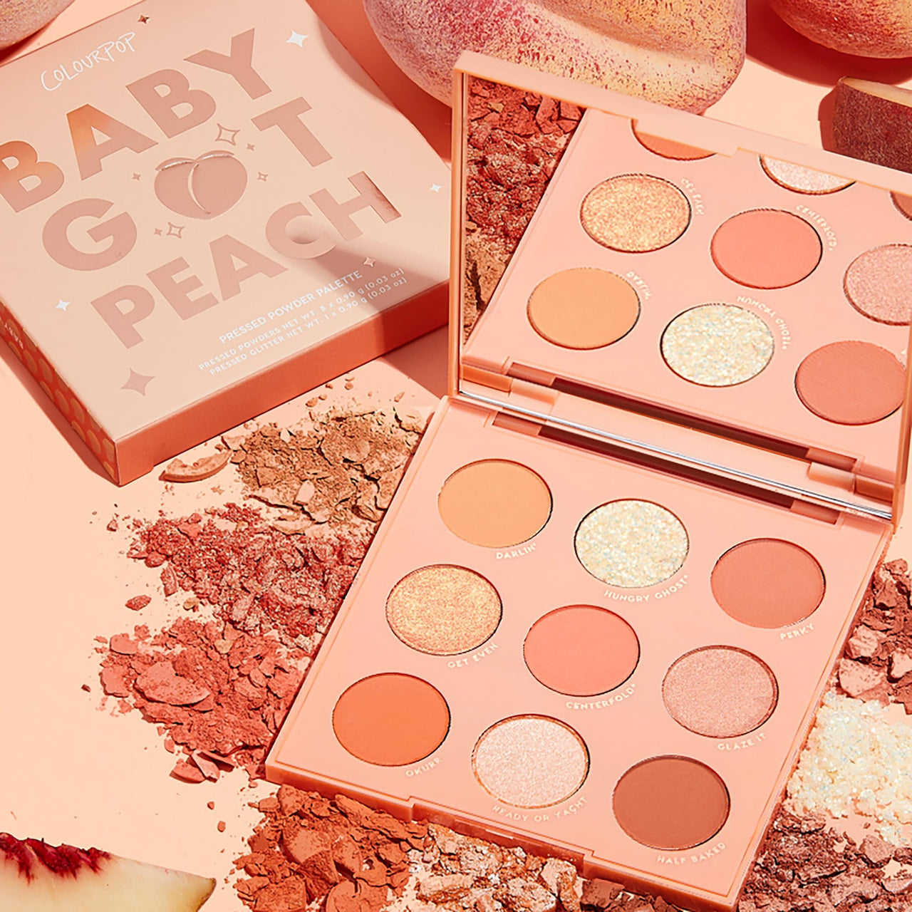 ColourPop Baby Got Peach Eyeshadow Palette - Orange & Coral Shadows with Metallic, Matte and Glitter Finishes - High-Pigment Eye Makeup with a Long-Wearing Formula (0.3 oz)