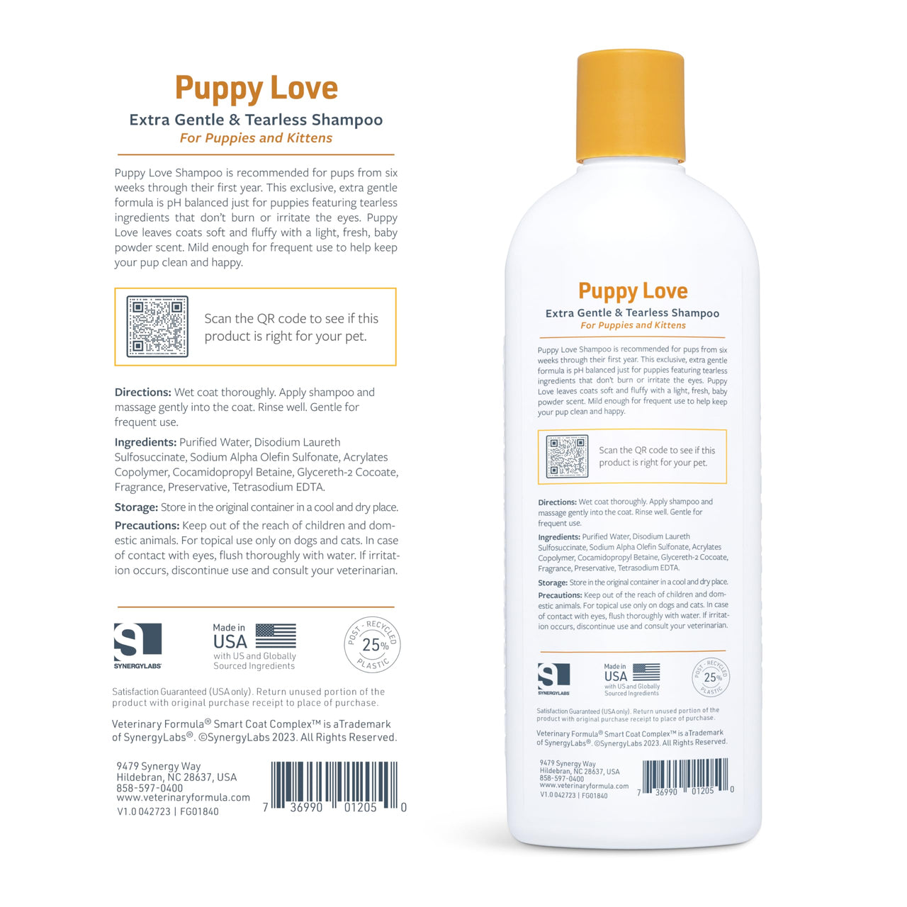 Veterinary Formula Smart Coat Complex Puppy Love Extra Gentle Tearless Shampoo, 17 Fl oz – for Pups Over 6 Weeks – with Fresh Scent, Long-Lasting Clean – Won't Dry Out Delicate Skin