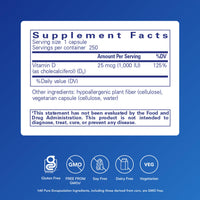 Thumbnail for Pure Encapsulations Vitamin D3 25 mcg (1,000 IU) - Supplement to Support Bone, Joint, Breast, Heart, Colon & Immune Health* - with Premium Vitamin D - 250 Capsules