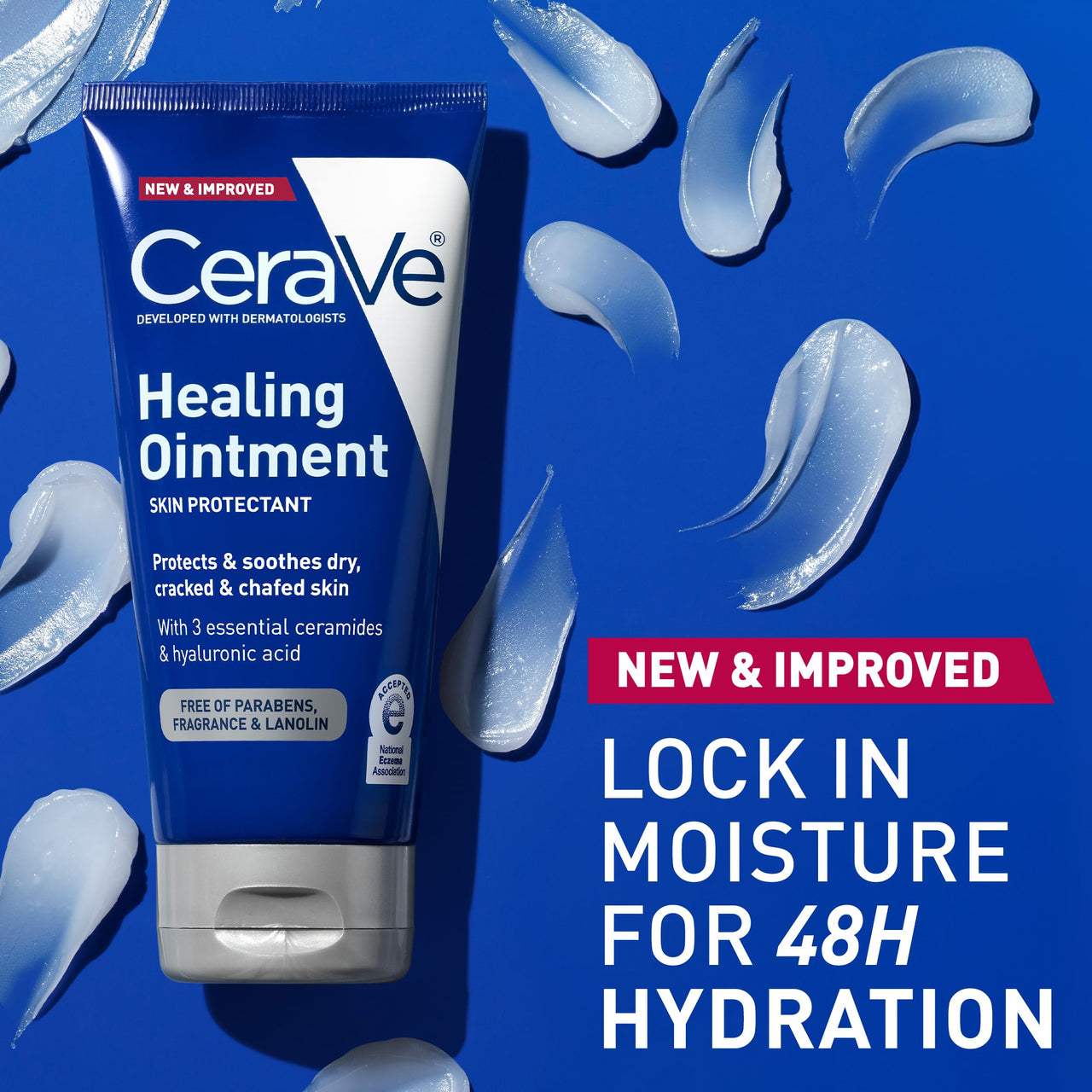 CeraVe Healing Ointment, Hydrating Skin Protectant With Petrolatum, Hyaluronic Acid & Ceramides, Face & Body Skin Barrier Repair For Cracked, Chafed, Dry Skin, Fragrance Free & Lanolin Free, 5 Oz