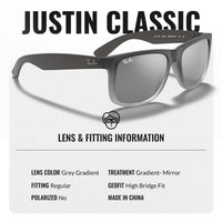 Thumbnail for Ray-Ban RB4165 JUSTIN Classic Square Shape Sunglasses With Eyewear Kit Bundle - High Bridge Fit - Ideal Formal and Casual Wear Square Sunglasses