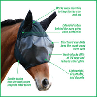 Thumbnail for Absorbine UltraShield Equine Fly Mask, UV Protection, Horse Size with Ears
