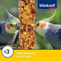 Thumbnail for Vitakraft Crunch Sticks Cockatiel Treat Apple And Honey Flavor – 2 Sticks - Triple Baked For Extra Crunch – Natural Wood Chew Center With Cage Clip – Fortified With Vitamins And Minerals