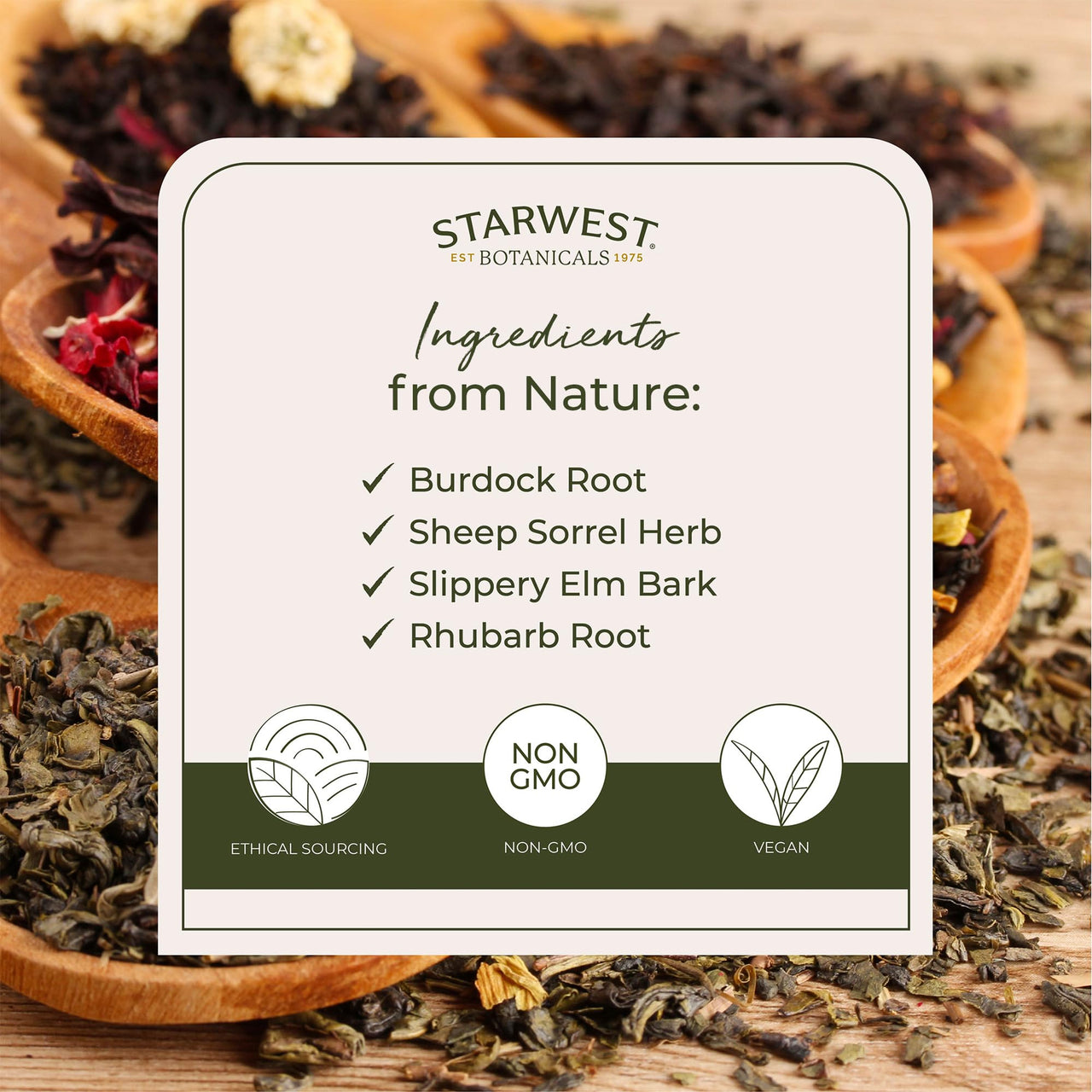 Starwest Botanicals Essiac Tea Organic - Caffeine Free Herbal Blend, Loose Leaf Burdock Root, Slippery Elm Bark, Sheep Sorrel, & Rhubarb, Certified Kosher, Non-GMO - Bulk 1 lb Bag