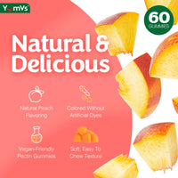 Thumbnail for YUM-V'S YumVs Ginger Gummies, 500 mg Ginger Root Extract, Peach Flavor, Nausea Relief, Digestion & Immune Support, Vegan, Non-GMO, Gelatin-Free (60 Count)