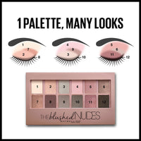 Thumbnail for Maybelline The Blushed Nudes Eyeshadow Palette Makeup, 12 Pigmented Matte & Shimmer Shades, Blendable Powder, 1 Count
