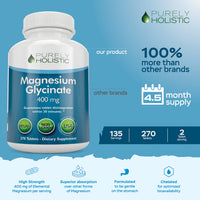 Thumbnail for Magnesium Glycinate 400mg | 4+ Month Supply | Sleep, Relaxation & Muscle Support | High Absorption Chelated Magnesium Supplement for Women & Men | Gentle on Digestion | Vegan | 270 Tablets