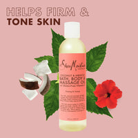 Thumbnail for Shea Moisture Coconut & Hibiscus Massage Oil and Body Oil for Dry Skin, Bath Oil with Coconut Oil and Vitamin E Oil for Skin, 8 oz