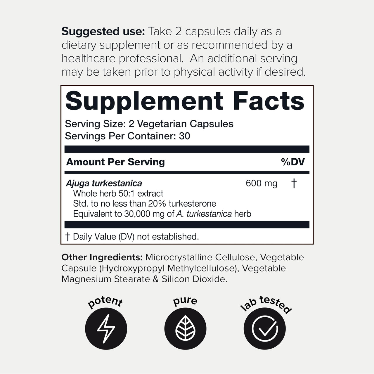 Turkesterone Supplement for Men - Ultra High Potency 50:1 Extract with 20% Turkesterone - Highly Concentrated - Third-Party Lab Tested - 60 Capsules