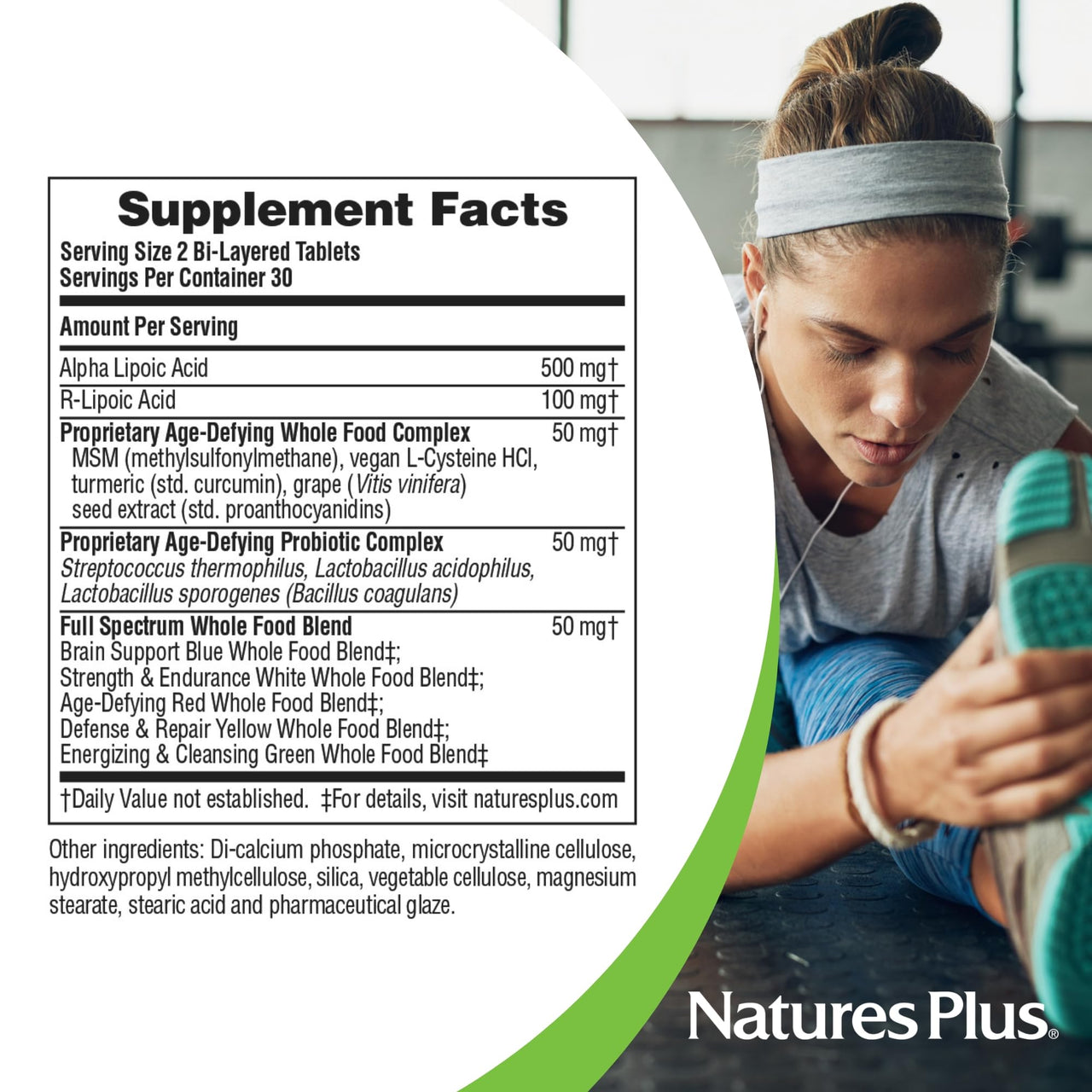 NaturesPlus Ultra Lipoic - 60 Bi-Layered Mini-Tabs - Supports Free Radical Defenses with Probiotics, Nutrients & Whole Food Concentrates - Gluten Free - 30 Servings