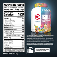 Thumbnail for Dymatize ISO100 Whey Protein Powder Isolate, Birthday Cake, 25g of Protein, 5 Pound, 5.5g BCAAs, Less Than 120 Cal., Gluten Free, 1g Fat, 1g Sugar, 2g Carb (75 Servings)