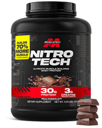 Thumbnail for Muscletech Whey Protein Powder (Milk Chocolate, 4 Pound) - Nitro-Tech Ultimate Muscle Building Formula with Whey Protein Isolate - 30g of Protein, 3g of Creatine & 6.8g of BCAA - Packaging May Vary