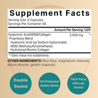 Thumbnail for NatureBell 2 Pack Hyaluronic Acid Supplements 2,000 mg | 480 Total Capsules, with MSM & Hydrolyzed Bovine Collagen – 3 in 1 Support for Skin Hydration, Joint Lubrication, Hair, and Eye Health
