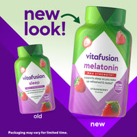 Thumbnail for vitafusion Max Strength 10 mg Melatonin Gummies, Strawberry Flavored, Adult Melatonin Gummy Vitamin Supplement, 100 Count, 50 Day Supply