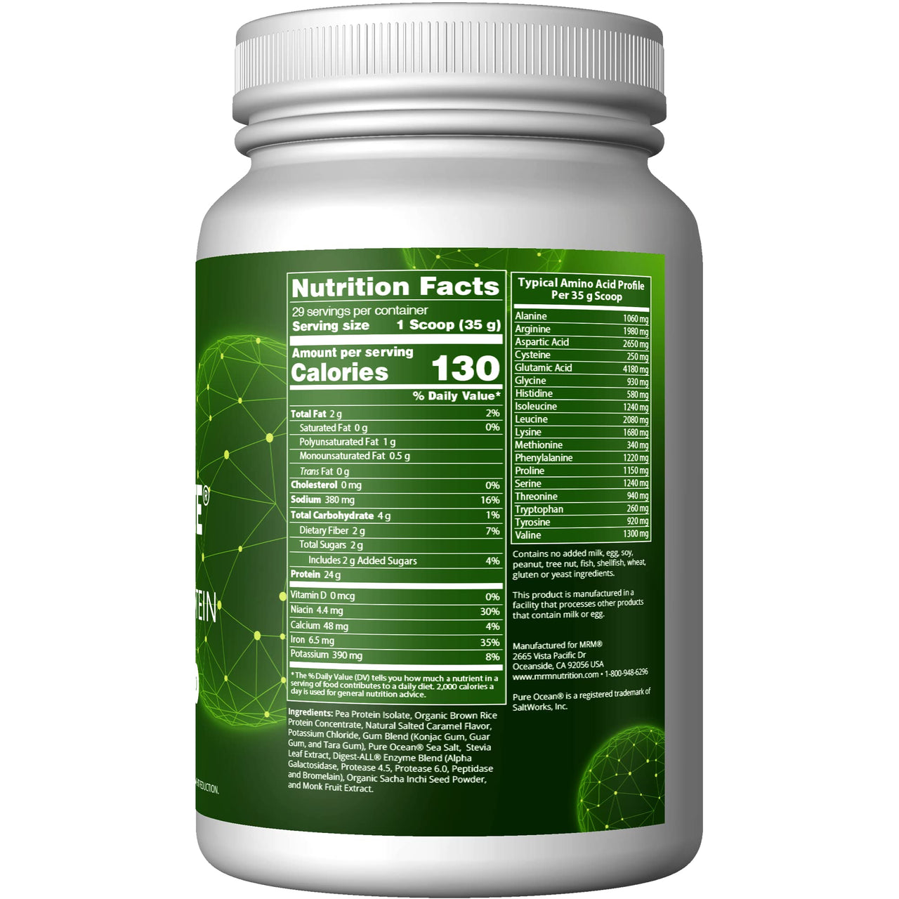 MRM Nutrition Veggie Elite Performance Protein | Salted Caramel Flavored| Plant-Based Protein| Easy to Digest | with BCAAs| Vegan + Gluten-Free | Clinically Tested| Digestive enzymes | 30 Servings