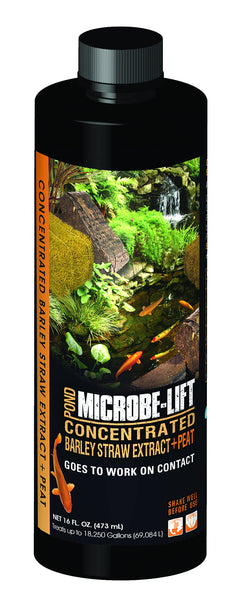 Microbe-Lift Concentrated Barley Straw Extract Plus Liquid Peat Conditioner for Ponds and Outdoor Water Garden, Safe for Live Koi Fish, Plants, and Decorations, 16 Ounces